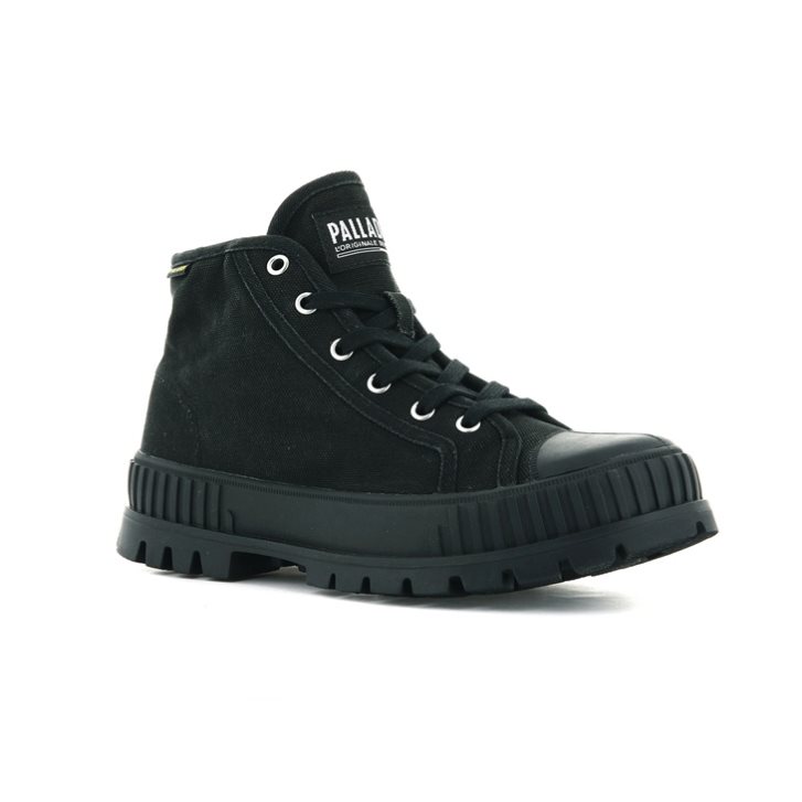 Palladium Pallashock Mid OG High Tops Women's Sneakers Black | UK A986-UFQ